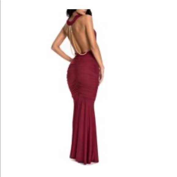 Scarlet draped open back gown - Picture 3 of 8